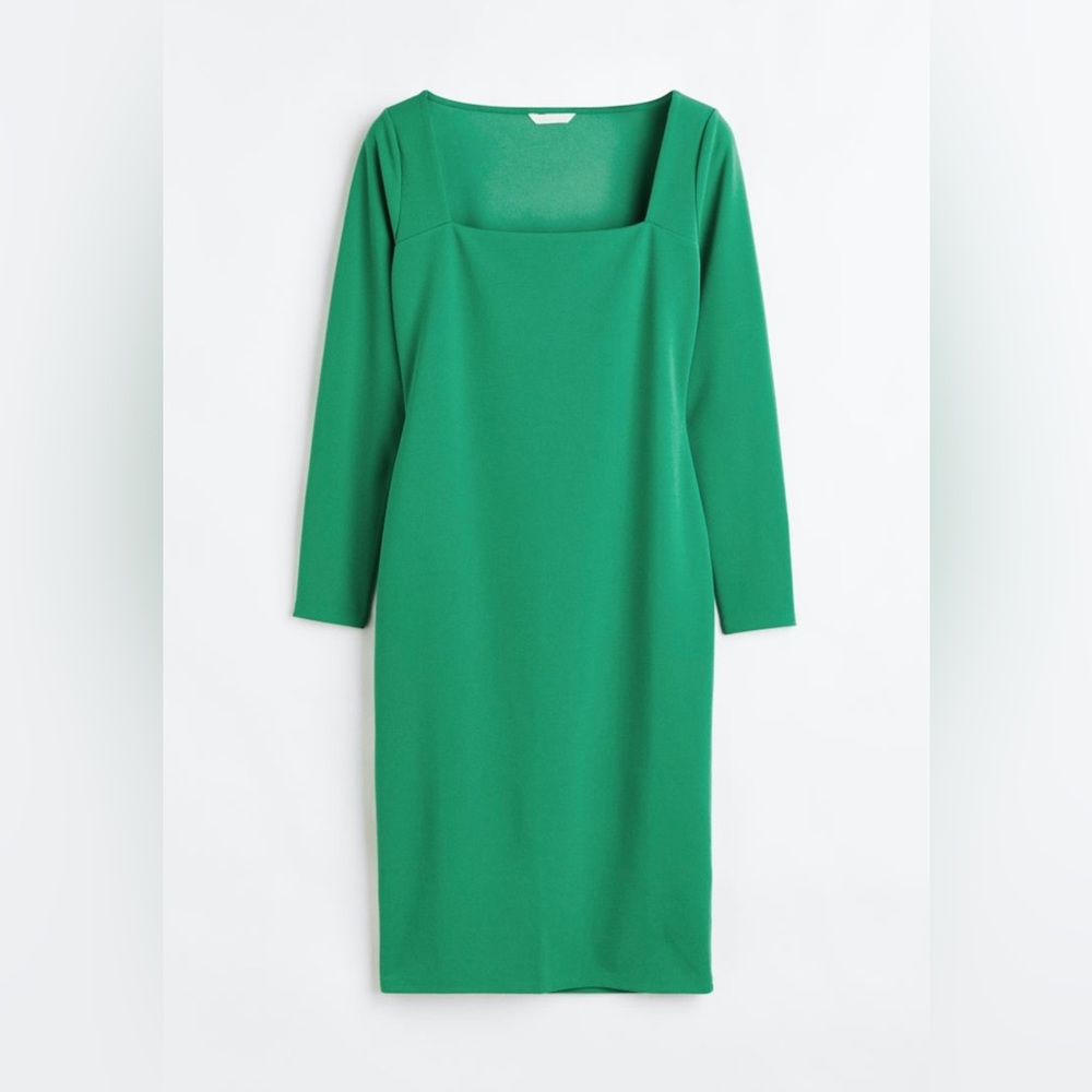 NWT H&M Square Neck Green Dress | Size XL - Picture 2 of 9
